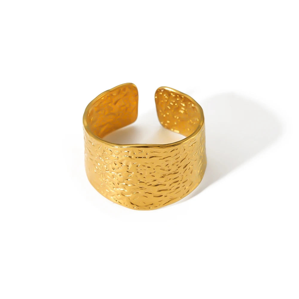 2023 New Stainless Steel 18K Gold Plated Personalized Dainty Bumpy Textured Finger Rings for Women