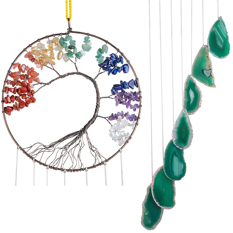 Diy Gold-plated Edge-covered Wind Chime Piece Colorful Natural Agate Rough Stone Slice Necklace Pendant