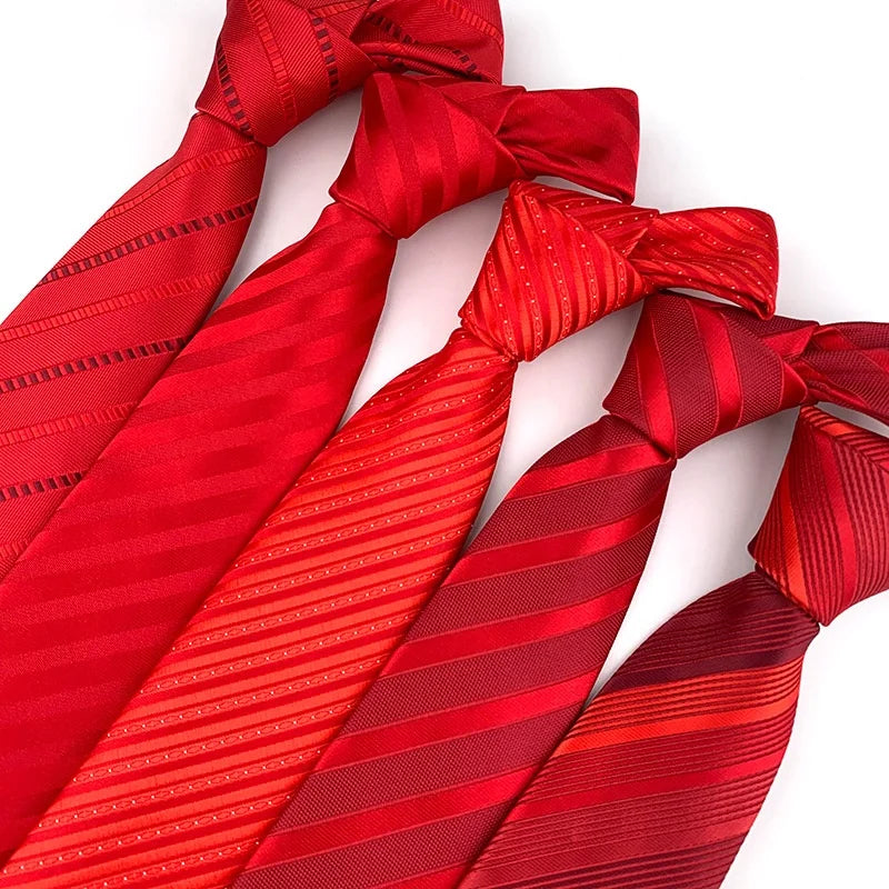 Factory Manufactured Ready to Ship Mens Polyester Luxury Design Neck Ties Rose Red