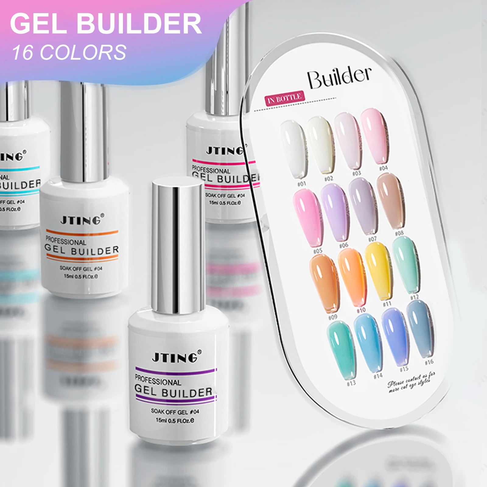 JTING 16colors Liquid Jelly Gel Builder in a Bottle Soak Off Nail Extension Gel OEM/ODM Private Brand Custom Nail Supplier