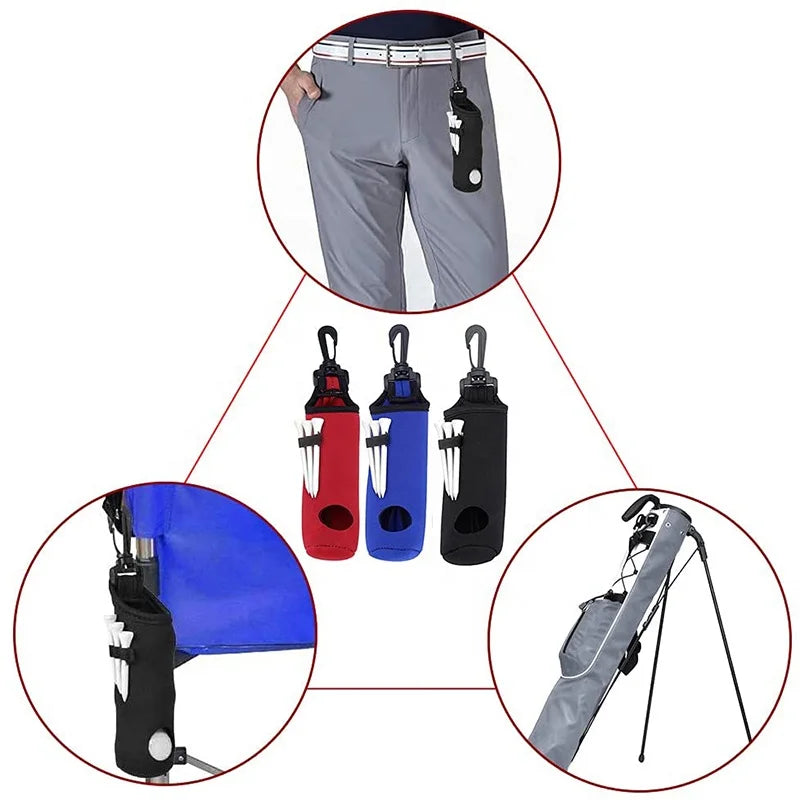 Lightweight Portable Golf Ball Carry Bag with Tee Holder Pouch and Hook Practical Golf Ball Storage Solution