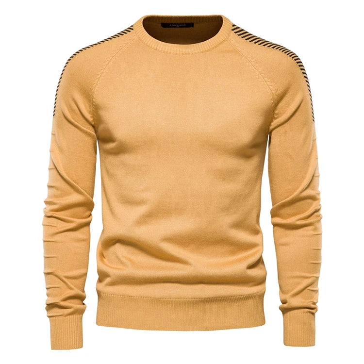 Spring Spliced Drop Sleeve Sweater Men Casual O-neck Slim Fit Pullovers Men's Sweaters New Winter Warm Knitted Sweater for Men