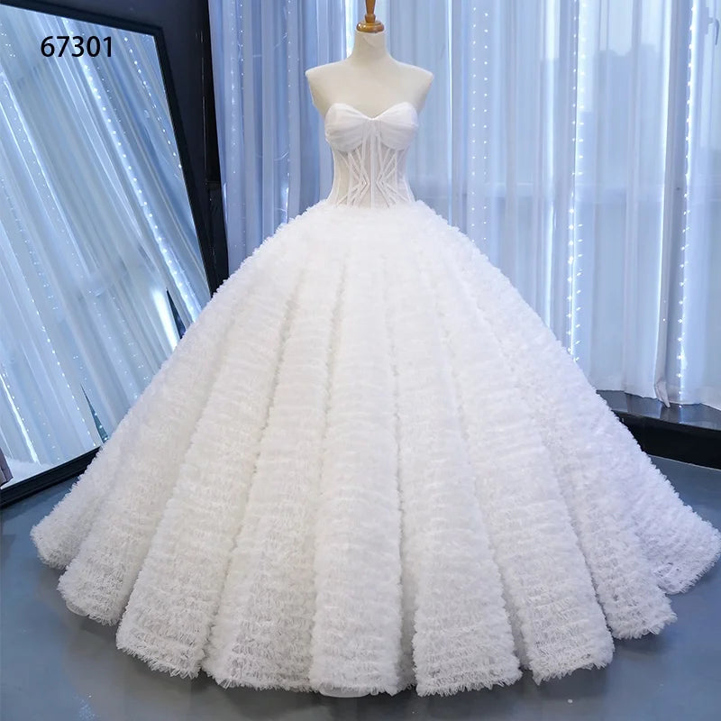 Jancember RSM67301 Kids Girls Satin Fabric White  Bridal Gown Wedding Dress