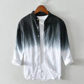 Four Seasons Simple Men's Linen Gradient Long-sleeved Shirt Match Color Casual Loose Men's Shirt