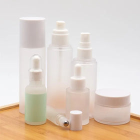 Cosmetic Empty Packaging Set Glass Lotion Bottle with Pump Glass Bottle 30ml 250ml 300ml Frosted Cosmetic Bottles