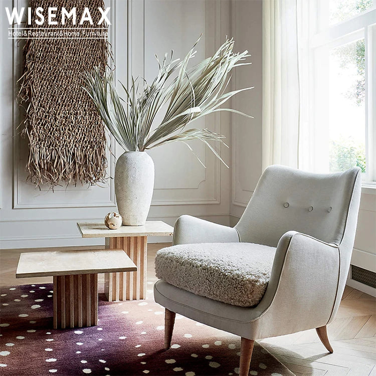 WISEMAX FURNITURE European Modern Living Room Furniture Natural Marble Coffee Table Set Small Stone Top Side Table Central Table