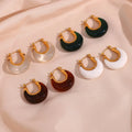 Dreamshow Chunky Colorful Round Acrylic Hoop Earring 18k Gold Plated Stainless Steel Jewelry Earrings