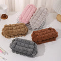 Custom Logo Soft Korean Style Travel Makeup Pouch New Puff Lattice Zipper Cosmetic Bag Candy Color for Toiletry Bag Made Thread