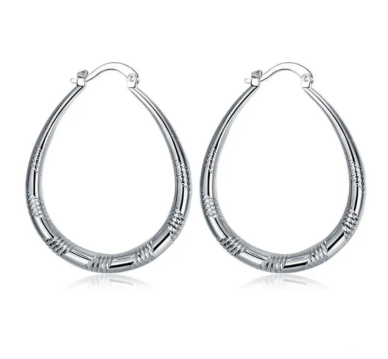Hot Selling 925 Silver Plated Natural Stone Fashion Stud Earrings Creative Ear Ho-o-p Design Classic Style for Anniversary