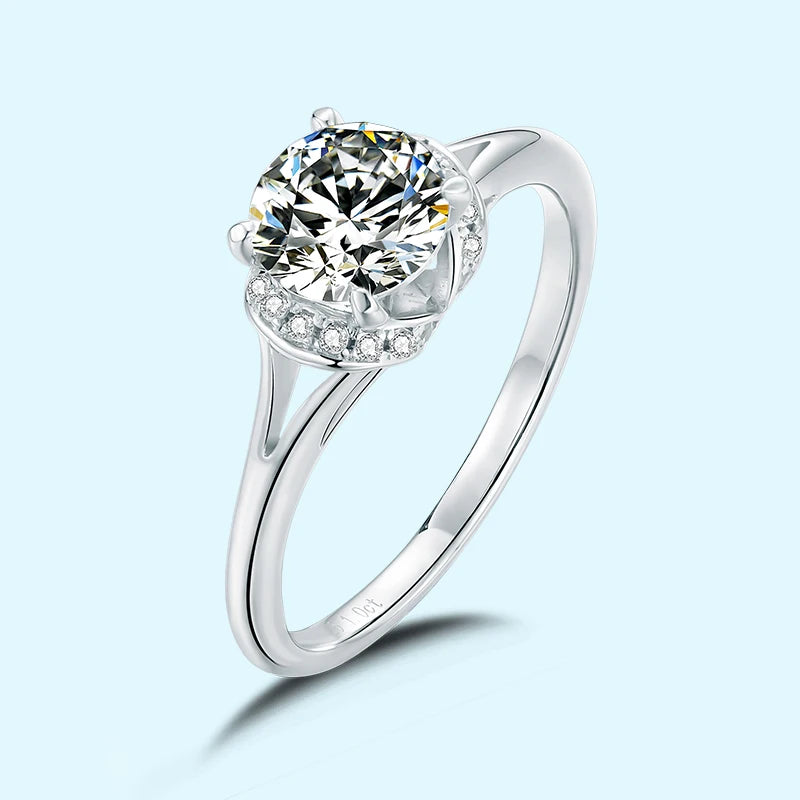 D Color VVS-- 925 Silver Ring White Moissanite Engagement Wedding Rings for Women Engagement