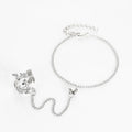 Vintage Diamond-Studded Openwork Rose Gold Hollow Leaves Crystal Chain Bracelet and Rings Set