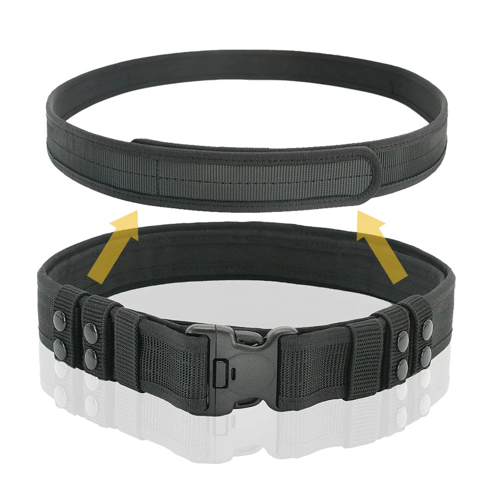 2 Inch Tactical Duty Rigger Belt with 4 Belt Keepers Hunting Nylon Molle Webbing Outer Inner Belt