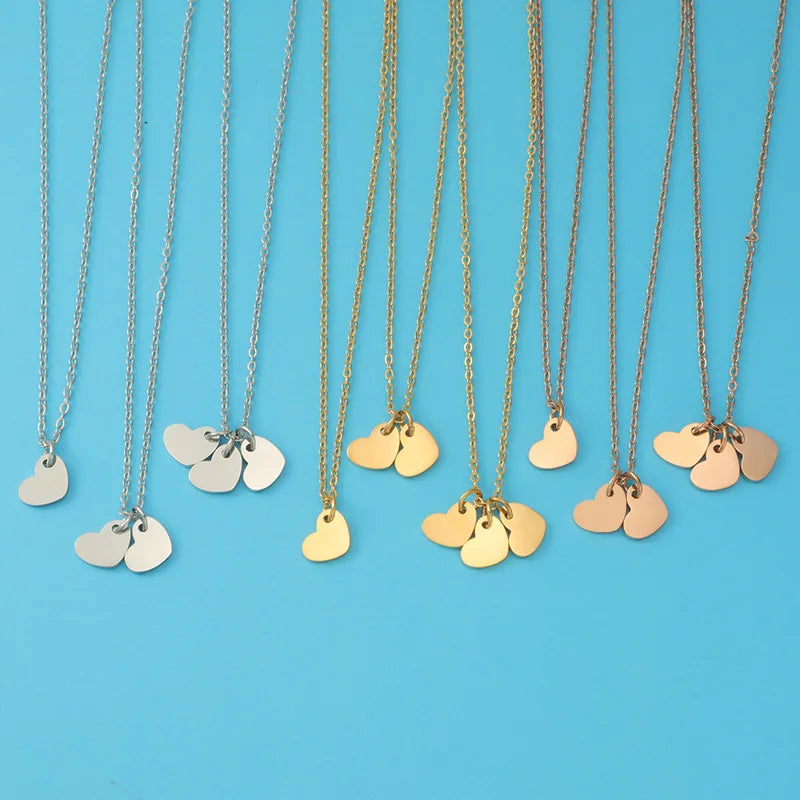 Factory Price Mirror Polished Delicate Stainless Steel Hearts Pendant Necklace for Girls