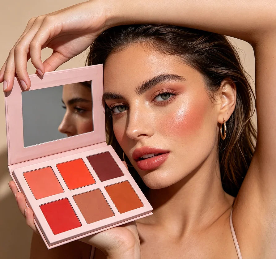 Wholesale Custom Makeup Cosmetics Bronze Face Blusher Palette Powder Form Waterproof Feature Mineral Ingredient