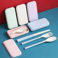 Portable Cutlery Detachable Telescopic Wheat Straw Fork Spoon Chopsticks Cutlery Set for Travel