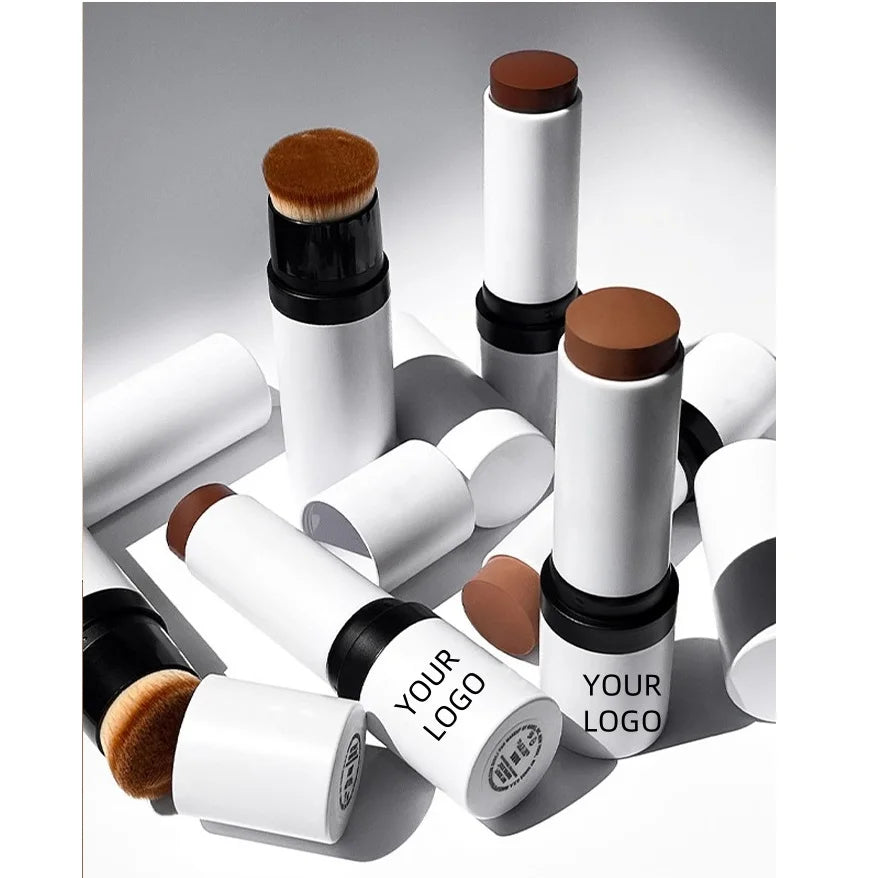 Custom Logo Waterproof Matte Full Coverage Vegan Cream Bronzer Makeup Stick Moisturizing Private Label Contour Stick with Brush