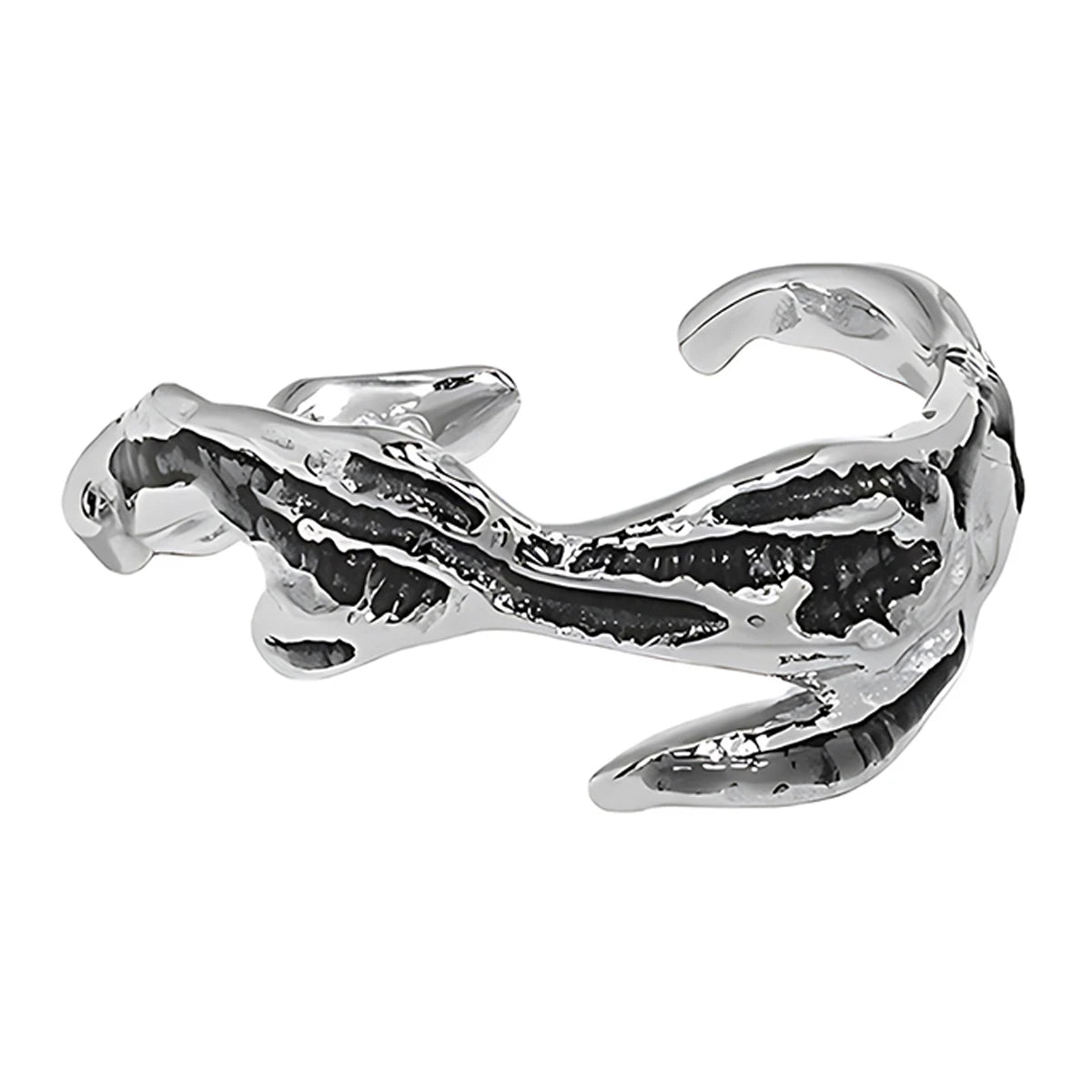 925 Sterling Silver Irregular Enamel Ring for Women Statement Shark Adjustable Rings Custom Fine Designer Jewelry