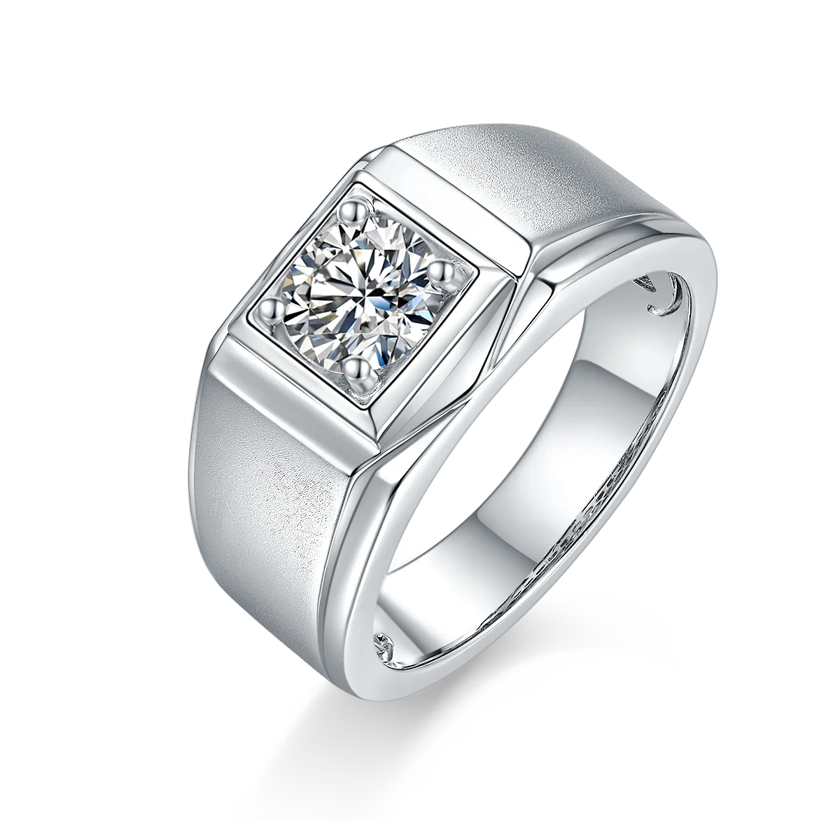 Wholesale Romantic Style Moissanite Ring Men's S925 Sterling Silver 1ct Moissanite Diamond Wedding Ring