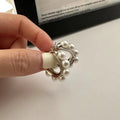 Luxury 925 Sterling Silver Fashion Elegant Pearl Beaded Hoop Earrings for Women Gifts Jewelry