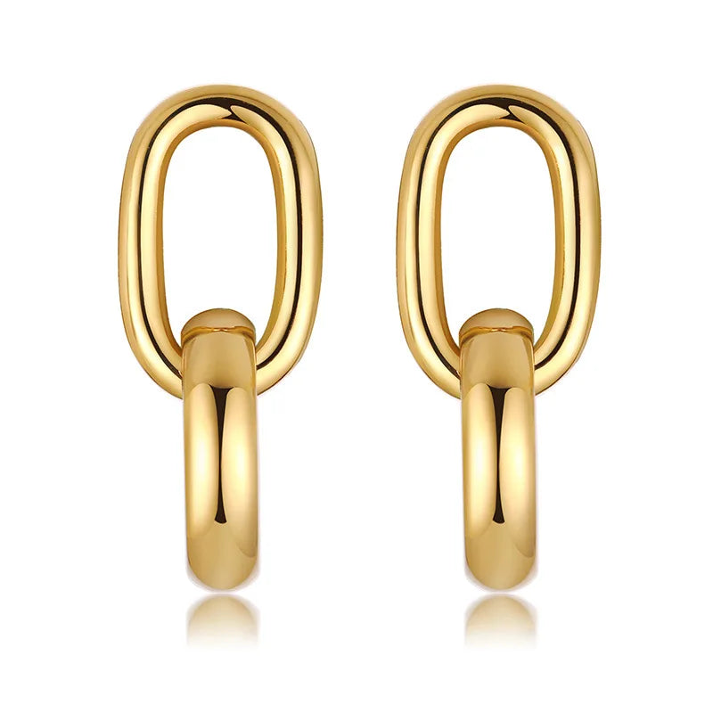 New Fashion Jewelry Wholesaler Stainless Steel 18K Gold Plated Geometric Earrings for Women
