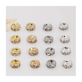 14K Gold-plated and Diamond-set Copper Fittings Handmade Necklace Spacer Bead Assembly Simple Round Wheel Jewelry Findings