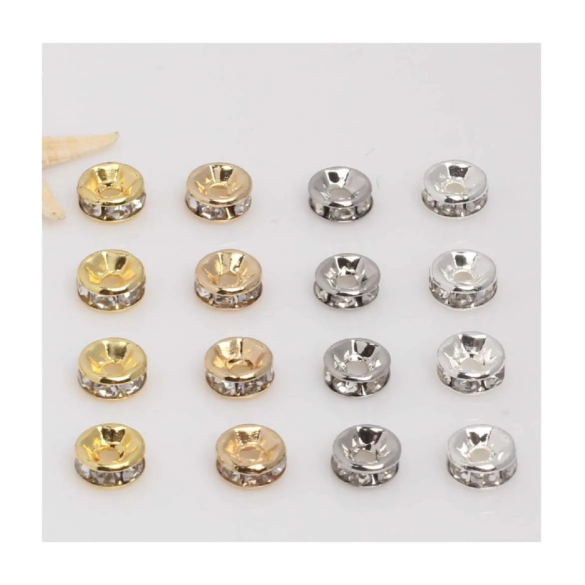 14K Gold-plated and Diamond-set Copper Fittings Handmade Necklace Spacer Bead Assembly Simple Round Wheel Jewelry Findings