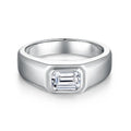 18K Gold Plated Emerald Cut Moissanite Diamond 925 Sterling Silver Engagement Rings for Women and Men