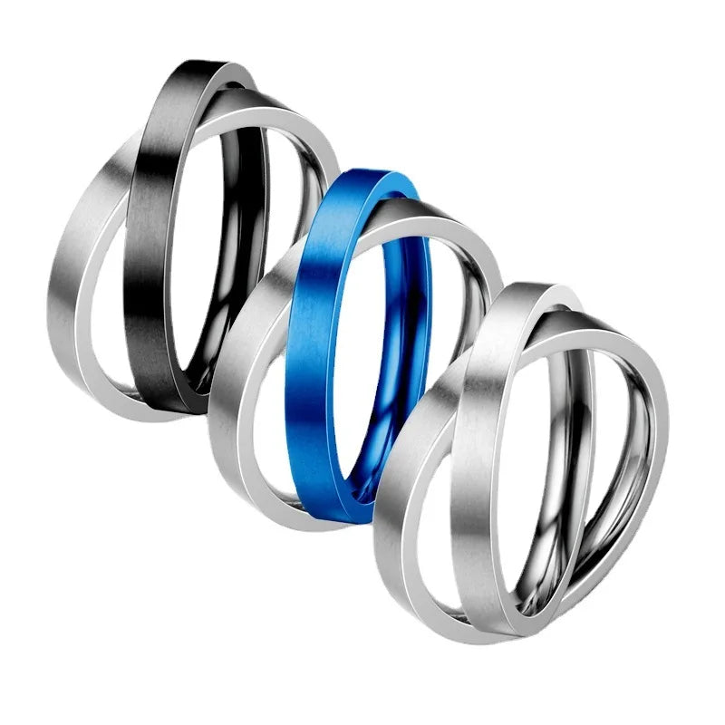 Wholesale Niche Stainless Steel Couple Ring Anti Anxiety Ring Peace Rings Double Hollow Rotation Spinner Ring for Women Men