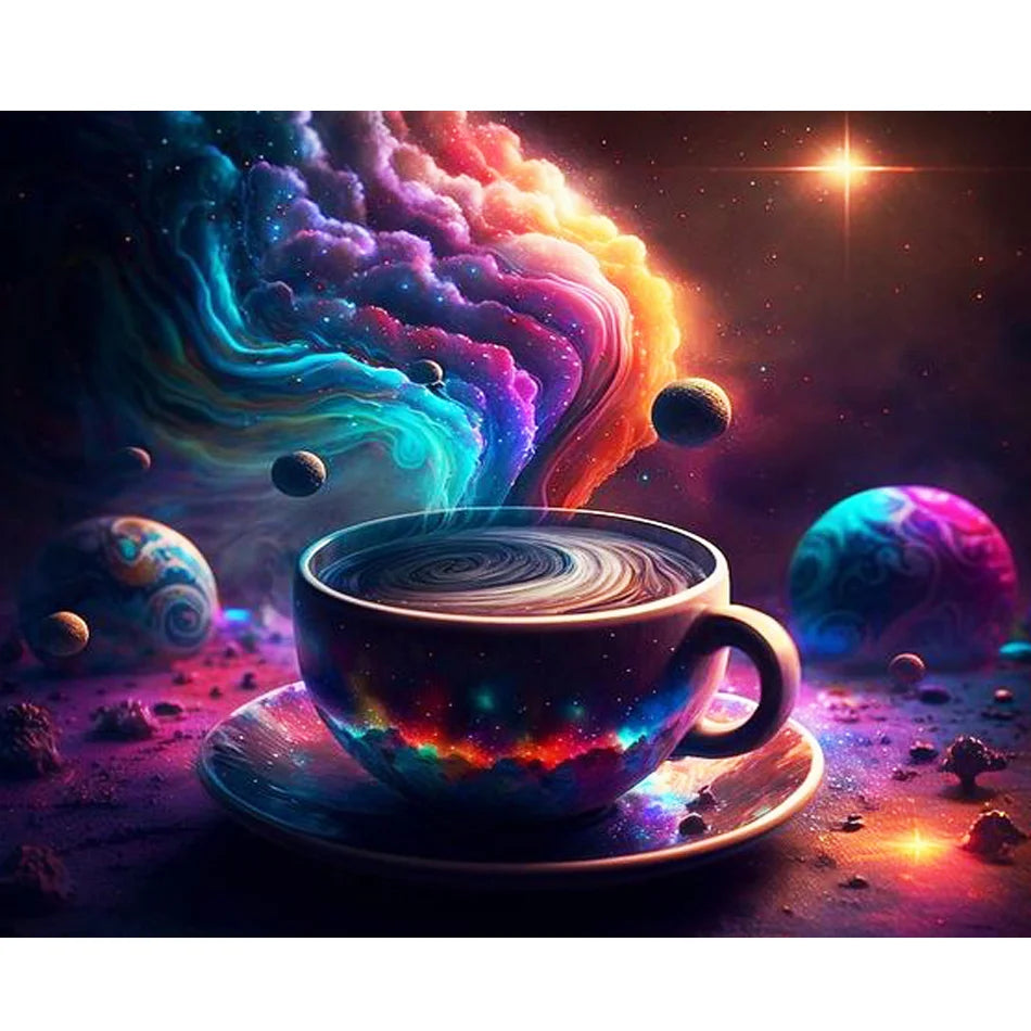 Adults Starter Kits DIY Gift Wall Art Picture Frame 40x50cm/16x20inch Painting by Numbers Coffee Coloring Europe Style Landscape
