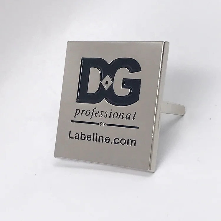 New Design Custom 3D Plate Handbags Labels Garments Woven Clothing Metal Handmade Bag Tags