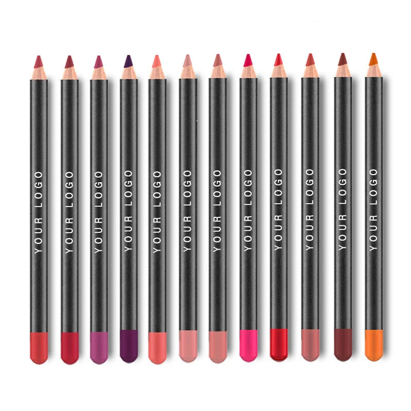 Vendor 12-Color Matte Lip Liner Set Highly Pigmented Mineral Pencil Cosmetics Custom Logo Natural Private Label Wholesale Lip