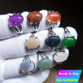 Wholesale Fashion Jewelry Opal Rose Quartz Agate Labradorite Gemstone Amethyst Birth Healing Crystal Rings Natural Stone