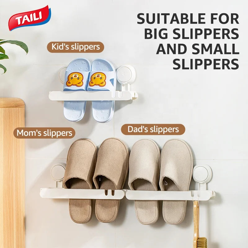 TAILI Bathroom Wall Hanging Wall Organizer Free Drilling One Second Installation Washable and Reusable Slippers Rack