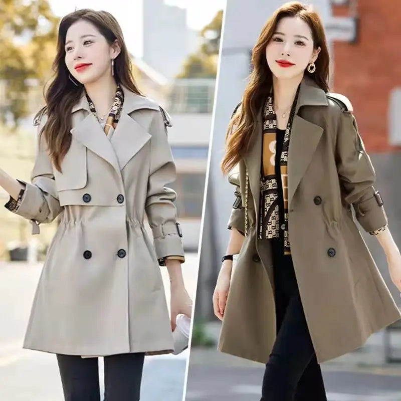 S-3XL  Spring and Autumn New Fashion Women's Short Windbreaker Khaki Coat Fashion Elegant Coat
