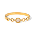 Elegant Stainless Steel 18K Gold Plated White Shell Round Mini CZ Hollow Chain Bangles for Women