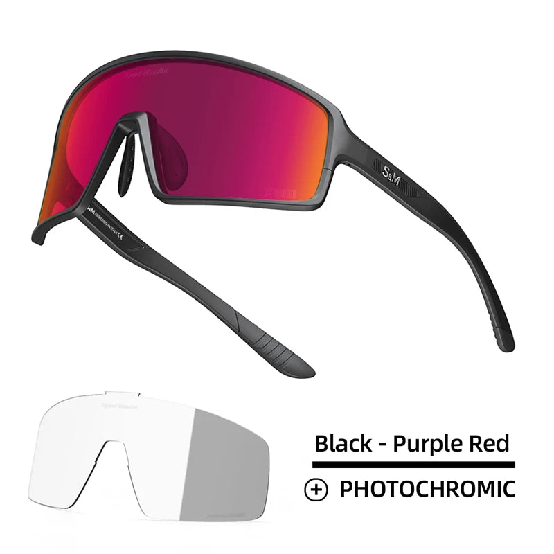 2 Lens TR90 Sports Phtochromic Sunglasses Mirror Lenses UV400 Custom Cycling Glasses Road Bike Interchangeable Lenses Goggles