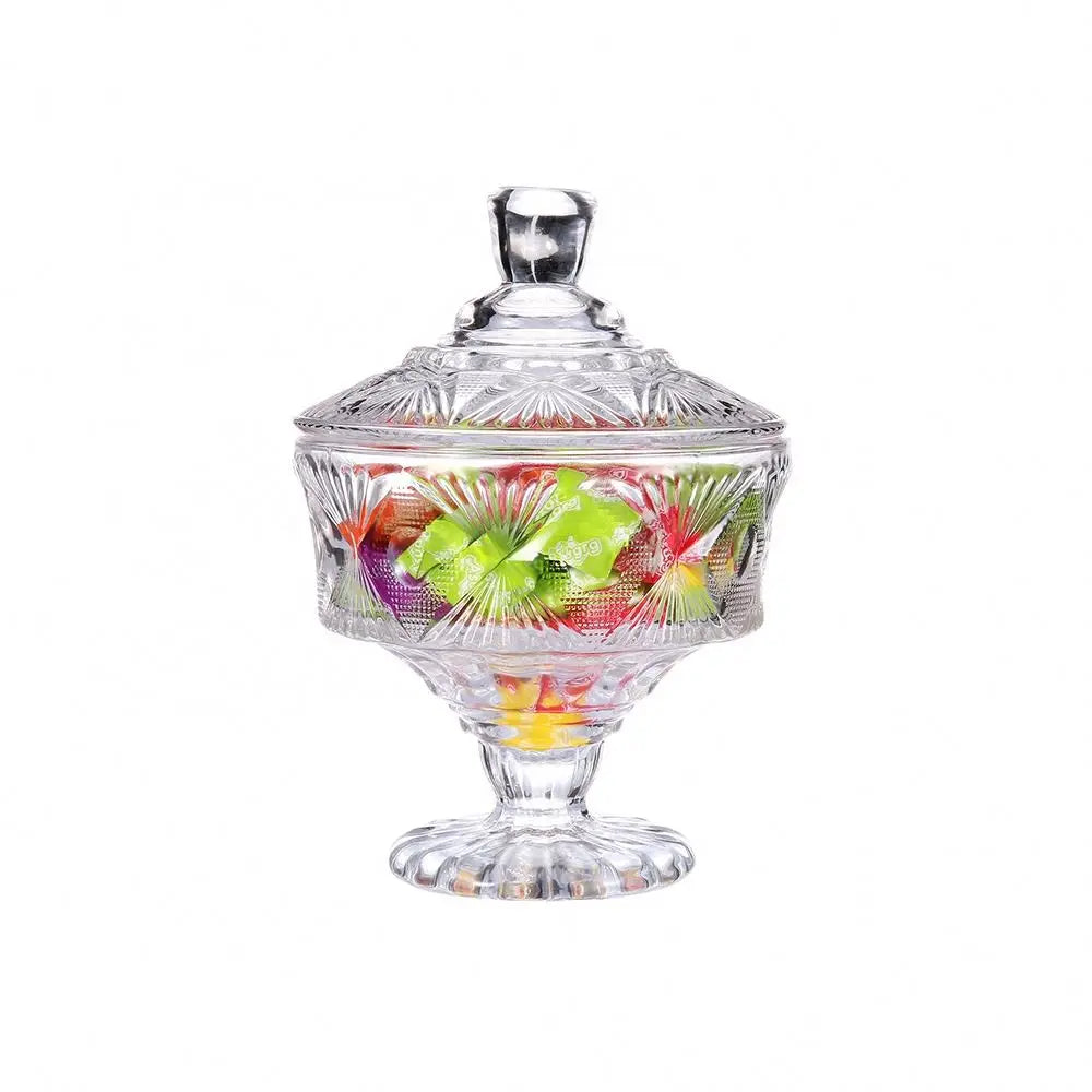 2020 Latest Custom- Made Big Size Glass Sugar Pot Candy Jar Glass Candy  Box with Lid