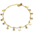 Fashion Trendy Korean Brass Alloy 18k Gold Heart Tree Drop Zircon Beads Charm Dangles Anklet Tassels Foot Ankle Bracelet Jewelry