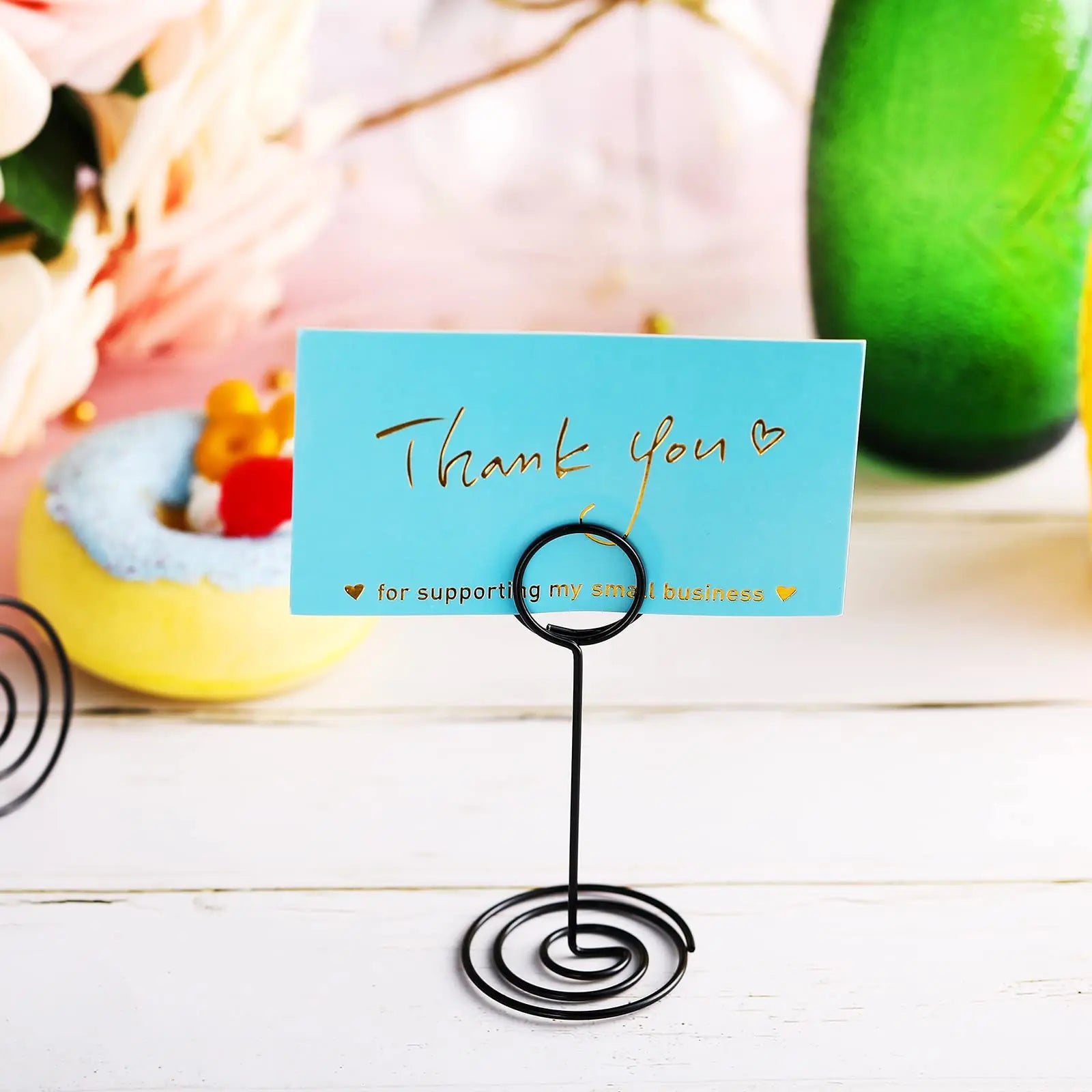 Wholesale Circle Shape Photo Clips Holder with Spiral Base Table Number Card Holders Stands Place Paper Menu Clipss