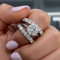 Huitan Wedding 3Pcs Sets Couple Rings for Luxury Dazzling Round Imitated Diamond Silver Plated Finger Rings Women Jewelry Custom