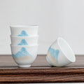 White Porcelain Hand Drawn Glaze Cup TeaCup Jade Porcelain Kung Fu Tea Teaware Single  Tea Cup Ceramic Mug Ceramic Tea Cup