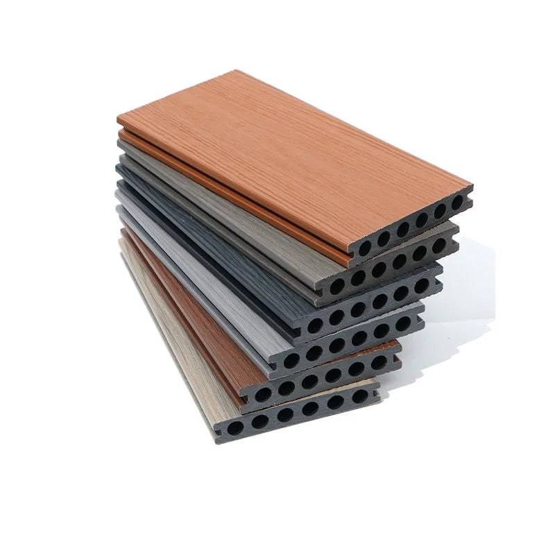 3D Deep Embossed Wood Grain round Hollow WPC Decking Outdoor Brushed European Style Wood Plastic Composite