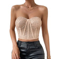 New Sequin Top and Backless Fishbone Belted Tank Top