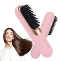 Mini Cordless Hot Comb Flat Iron Hair Straightener Comb USB Rechargeable Hair Straight Brush 2 in 1 Hair Curler and Straightener