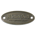 Custom Designer Handbags Label Brand Logos Oval Shape Brush Brass Letter Metal Plaque with Screw