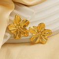 Wholesale Trendy Fashion Luxury Jewelry Waterproof Tarnish Free 18K Gold Plated Women's Statement Flower Stud Earrings Set