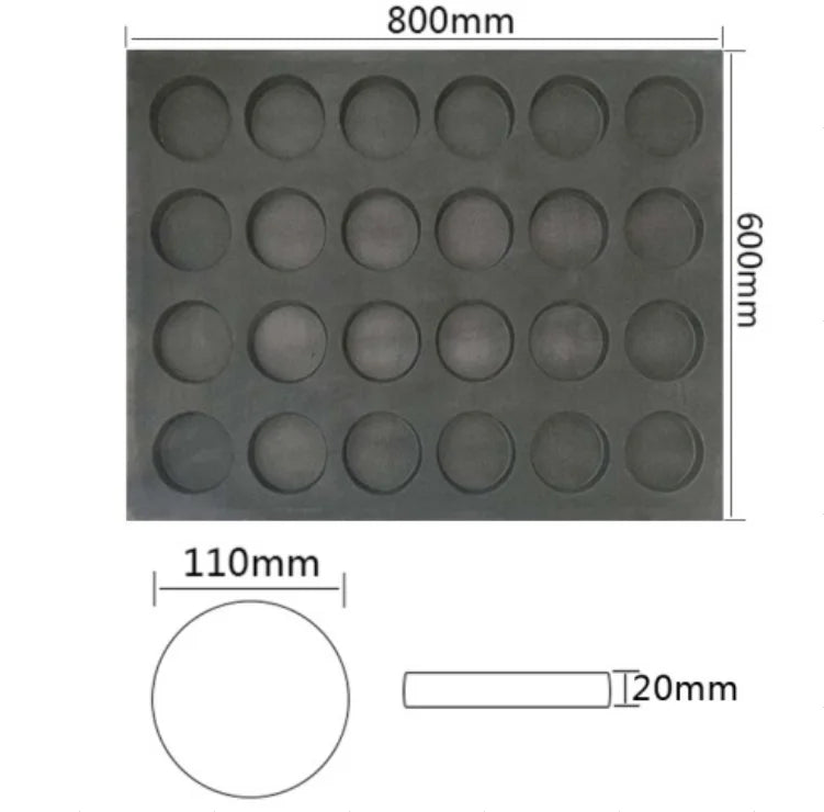24-Tray Silicone Mould Nonstick Bread and Hamburg Tray 60 X 80 cm Cake Tools for Bakery Use perforated  baking former