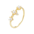 European and American 925 Sterling Silver Pearls Crown Zircon Gold Plated Rings for Women Summer Beach