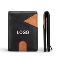 Fashionable Business RFID Genuine Leather Slim Wallet Multiple Slots Card Holder Money Clip Polyester Lining for Men Minimalist