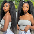 30 Inch Kinky Straight Wig with Curly Edges Full Lace Human Hair Wigs Yaki Straight HD Lace Frontal Wig Natural Hair